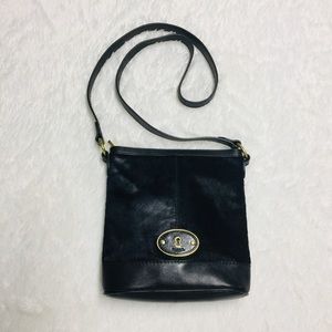 Genuine Leather Cow Fur Handbag from Fossil Black